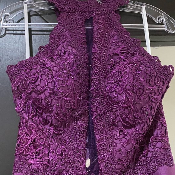 Alyce 60058 Aubergine Mermaid Halter Dress - Picture 3 of 5